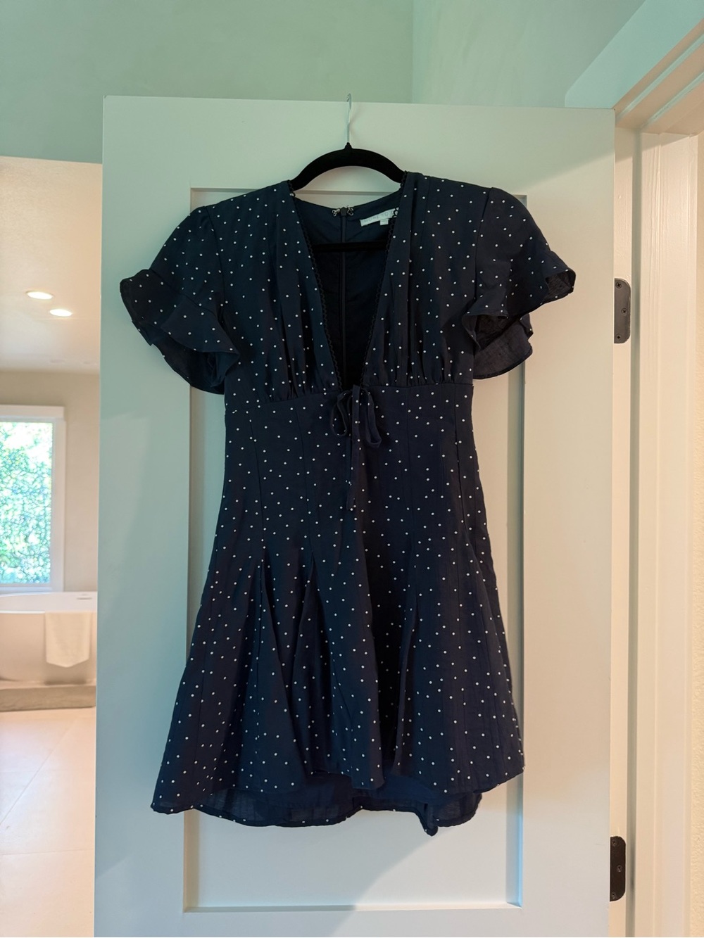 More to Come Navy Polka Dot Short Sleeve Mini Dress